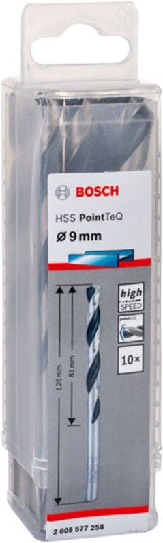 Bosch - Metallspiralbohrer-HSS PointTeQ, din 338, 9,0 mm, 10er-Pack