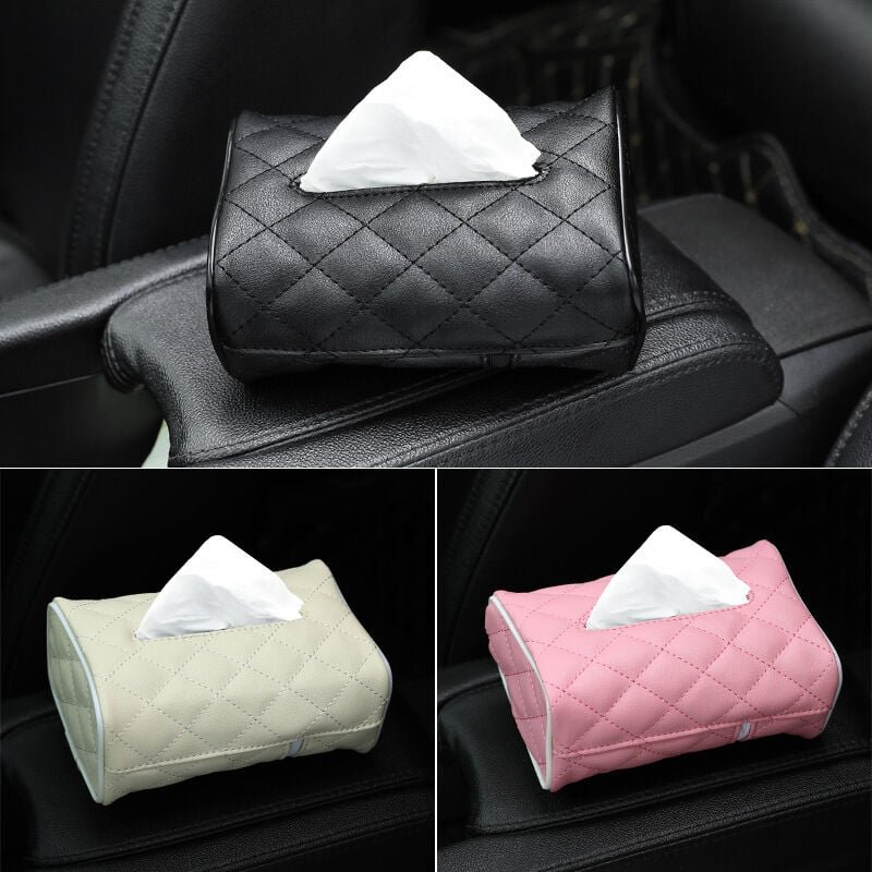 Thumbnail - Lntyq - Taschentuchhalter aus PU-Leder für die Kopfstütze des Rücksitzes im Auto, Taschentuchbox zum Aufhängen für Unive...