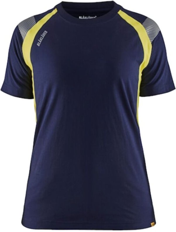 Arbeits-T-Shirt mit Neon-Details Damen 3402 - Marine/Gelb Neon XL