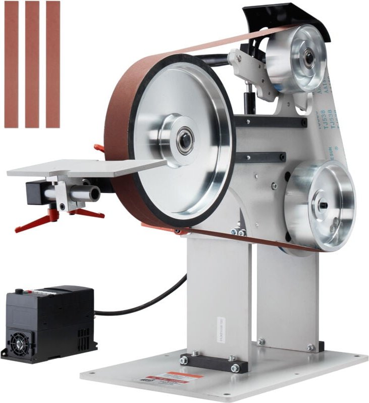 Bandschleifmaschine, 72 x 2 Zoll Bandpolierer mit variabler Geschwindigkeit und vfd, 1500 w Messerschärfer mit 3 Schleif...