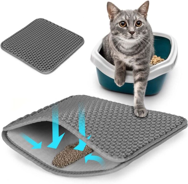 Thumbnail - Graue doppellagige katzentoilettenmatte