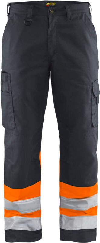 Hochsichtbare Arbeitshose 1564 - Mittelgrau/Neongrün Orange XL - FR(48) - SE(C54) - Kurz