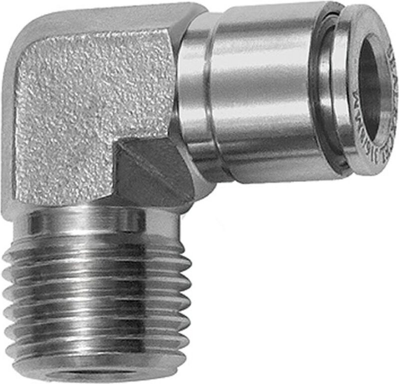 Riegler - L-Steckverschraubung r 3/8 a., für Schlauch-Außen-Ø 10, es 1.4404