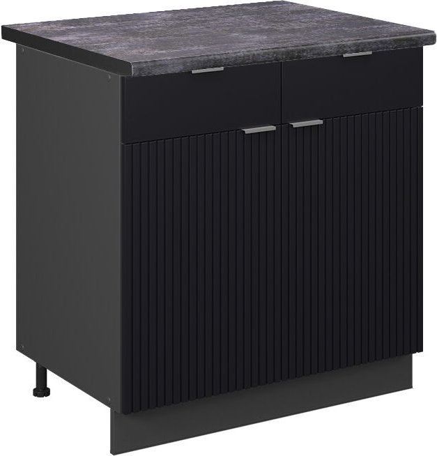 Vicco - Küchenunterschrank Fame-Line, Schwarz gestreift, 80 cm , ap Anthrazit