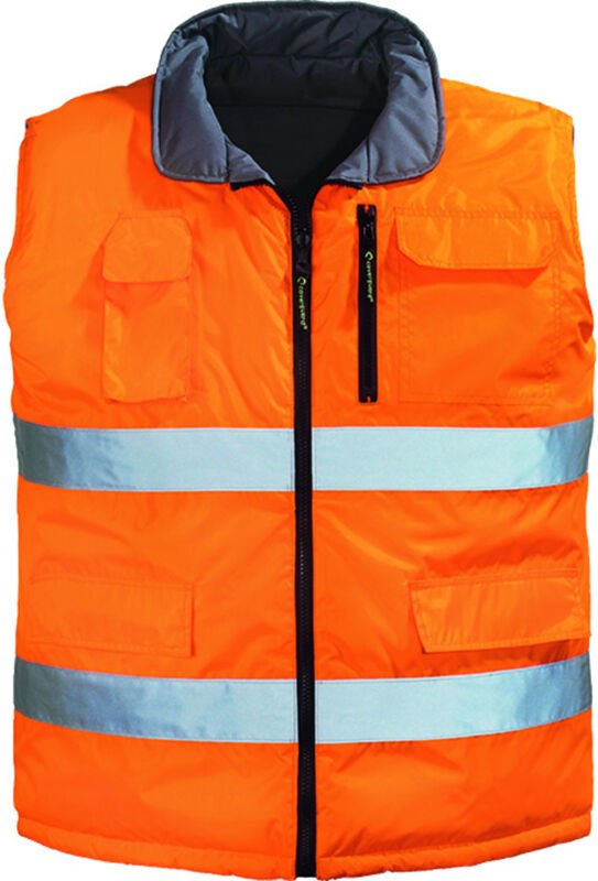 Winter-Arbeitweste ohne Ärmel, wendbar, Hochsichtbarkeit HI-WAY – Neonorange XL – 52/54