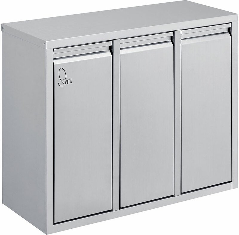 H3X15 45Liter Mülleimer Edelstahl Abfalleimer Mülltrennung 3x15L Silber - Svita