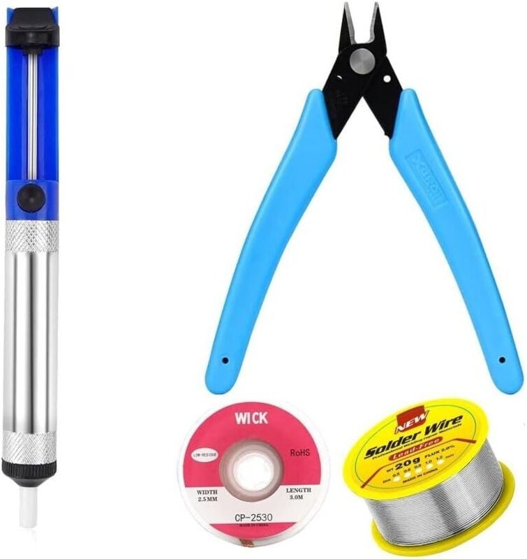 Bluedeer - 4-teiliges Entlötpumpe Set Löt Kolbenunterstützungs Zubehör, Entlötpumpe, Bleifreies Lötzinn mit Kolophoniumk...