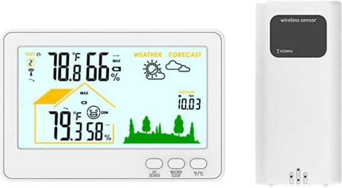 Indoor Outdoor Thermometer und Hygrometer Drahtlose Wetterstationen mit 328Ft/100M Reichweite, Temperatur Luftfeuchtigke...