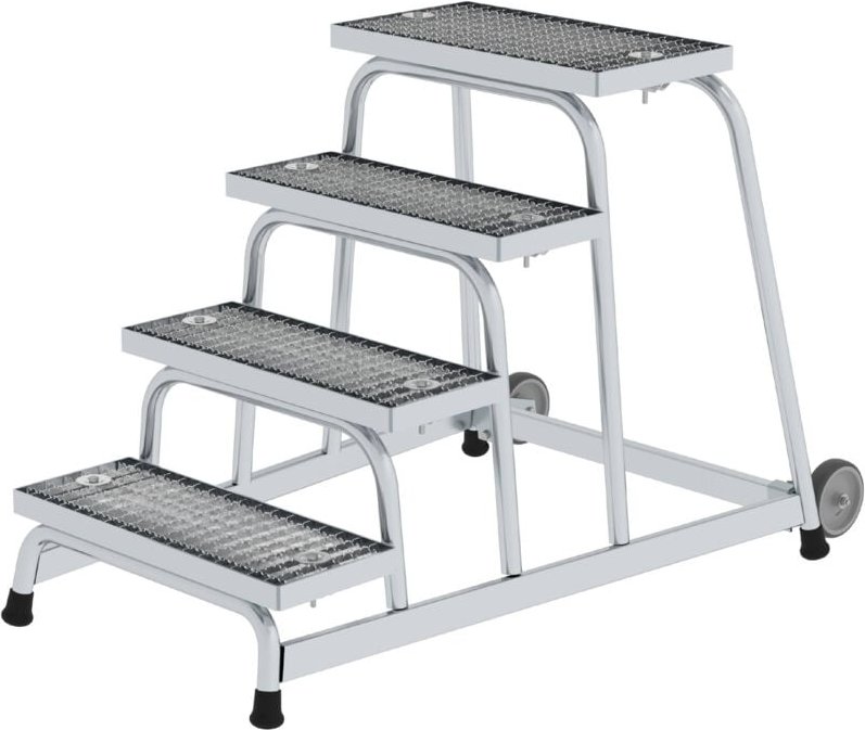Günzburger Steigtechnik - Arbeitspodest starr Stahl-Gitterrost mit Rollen 4 Stufen - 051020