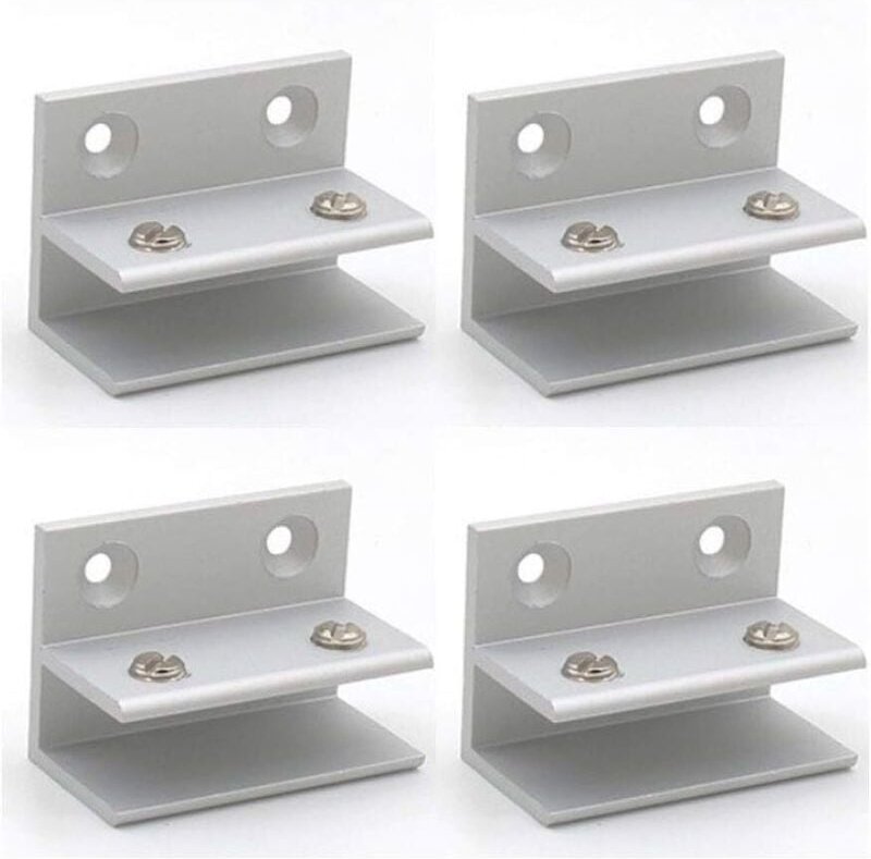 4er-Pack Glasklemmen in F-Form, Wandhalterung, Duschklemmen, Regal, Plattenklemmen 10–12 mm - Sollbry