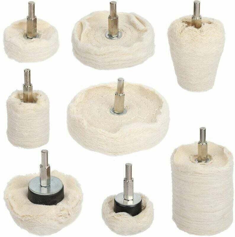 8er-Pack KZQ-Polierpads aus Baumwolle für Metall, Aluminium, Stahl, Chrom, Holz, Kunststoff, Glas, Keramik