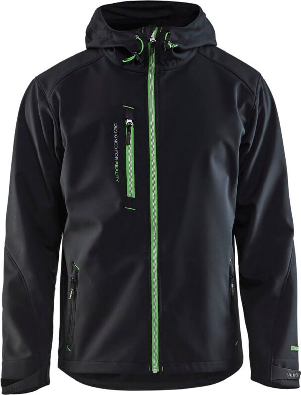 Arbeits-Softshell-Jacke mit Kapuze 4949 - Schwarz/Grün XL