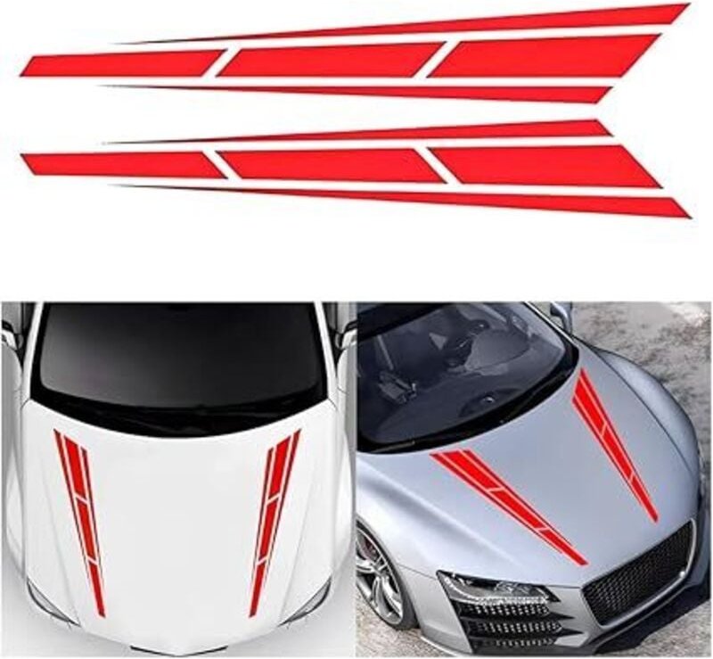 4-teiliger Streifenaufkleber für die Motorhaube, modifizierte Aufkleberdekoration, universeller Autorennen-Streifenaufkl...