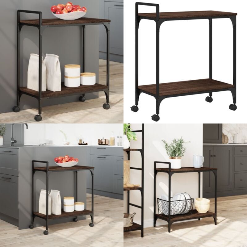 Küchenwagen Braun Eichen-Optik 60,5x31x72,5 cm Holzwerkstoff - Küchentisch - Küchenkasten - Küchenwagen - Servierwagen -...