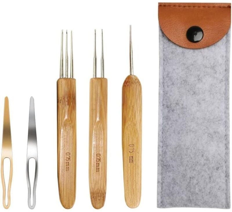 KZQ - Dreadlock-Häkelnadeln (6er-Pack), Dreadlock-Häkelnadel-Set, Bambus-Dreadlock-Häkelwerkzeuge, Dreadlock-Häkelnadel,...