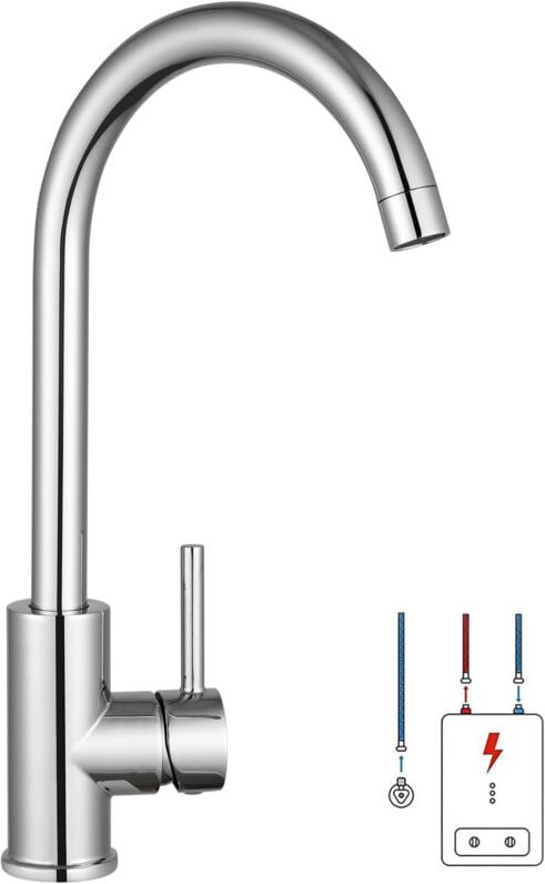 Niederdruck Wasserhahn Küchenarmatur 360° Drehbar Küche Mischbatterie für Untertischgerät Einhebelmischer Küchenwasserha...