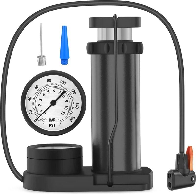 Thumbnail - Ahlsen - Fahrrad-Standpumpe mit extra empfindlichem Druckmesser, Mini-Fahrradpumpe, tragbare Luftpumpe 160 PSI/11 Bar, P...