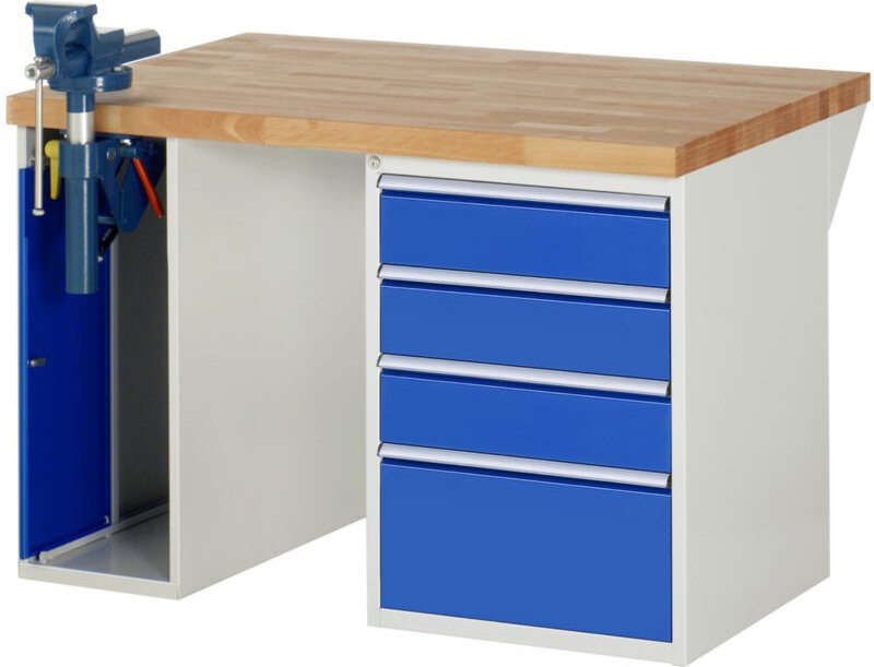 Werkbank 7510A2, B1250xT900xH890mm, 4x Schublade-TA, 1x sskl - RAU