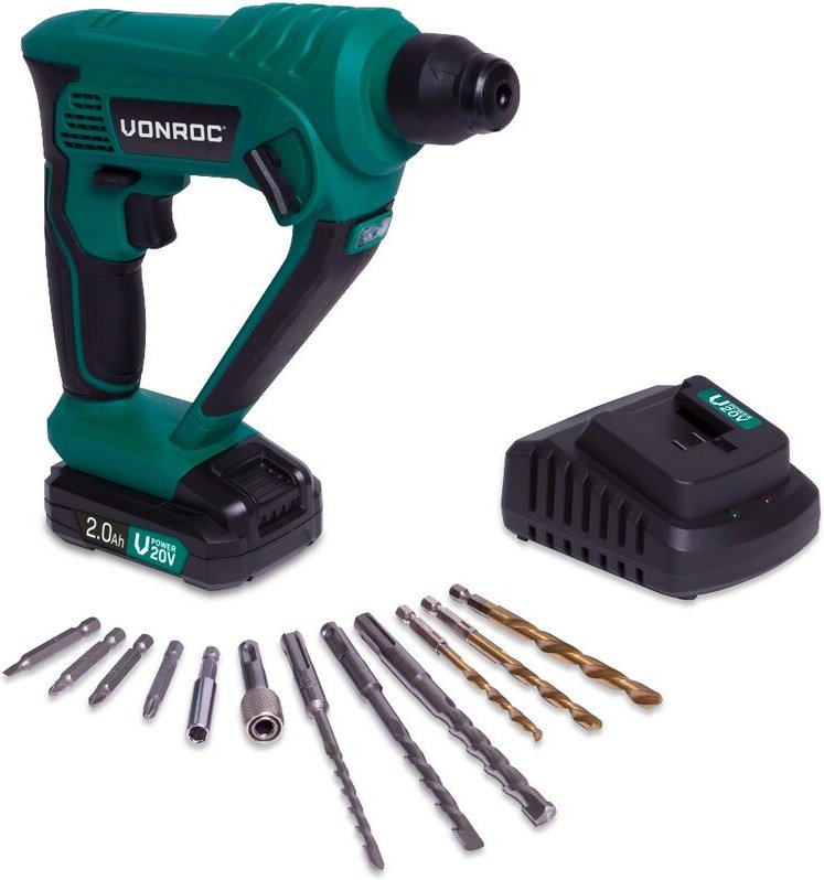 Vonroc - Akku-Bohrhammer – 20 v – Inkl. 2,0 Ah Akku und Ladegerät