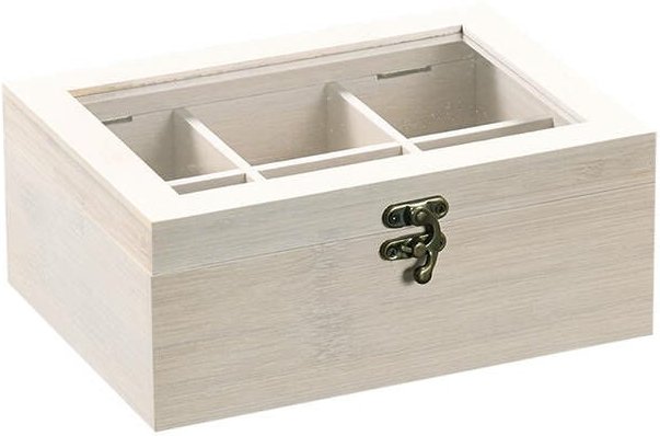Teebox aus Bambus, 6 Fächer, 22 x 16 cm Kesper