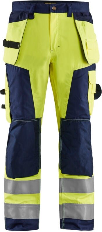 Thumbnail - Arbeitshose mit hoher Sichtbarkeit Handwerker 1568 - Neon Gelb/Navy 5XL - FR(60) - SE(C66) - Kurz