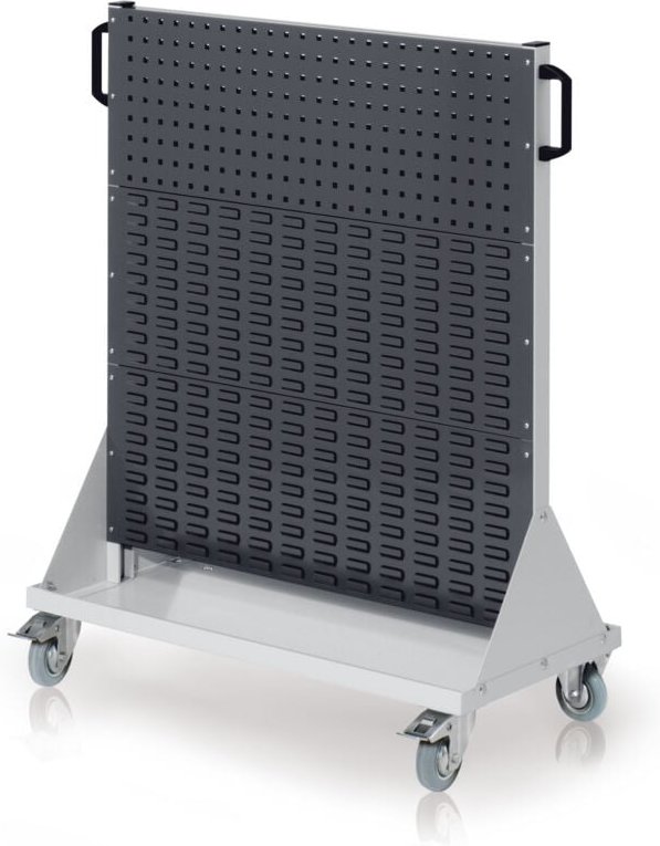 Kappes RasterMobil® mobiler Arbeitsplatzschrank Größe 3 1230x1000x500mm 2 Lochplatten 4 Schlitzplatten - anthrazitgrau