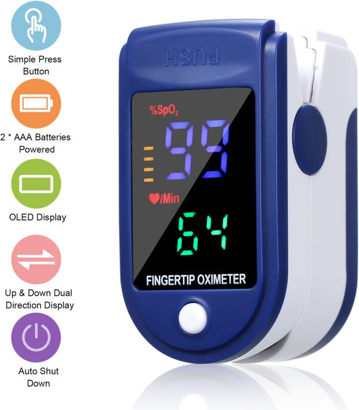 Thumbnail - Tonchean - Sauerstoffsättigungsmonitor für Erwachsene, Herzfrequenz- und Blutsauerstoffsättigungsmonitor, Fingerclip, Bl...