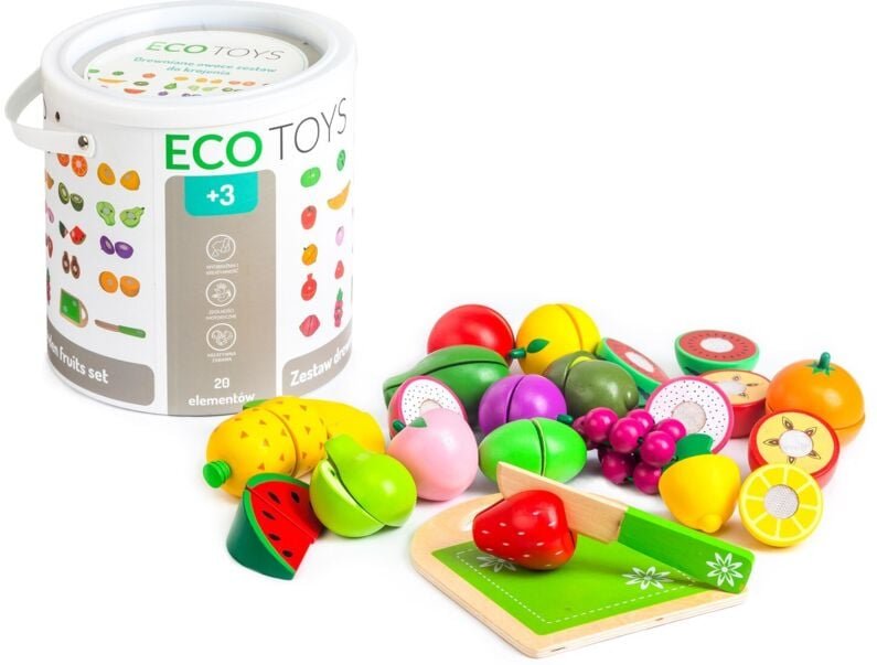 Holzfruchte zum schneiden 20 stuck ecotoys