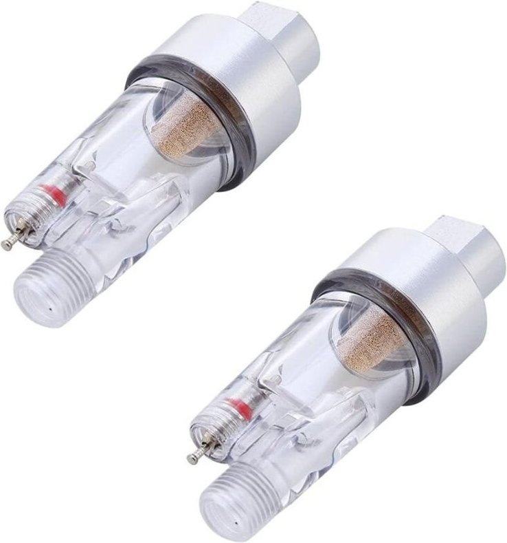 Csparkv - 2 Stück Airbrush-Wasserfalle, Mini-Inline-Luftfilter 1/8 Zoll Schlauchanschluss Feuchtigkeit für Airbrush-Pist...