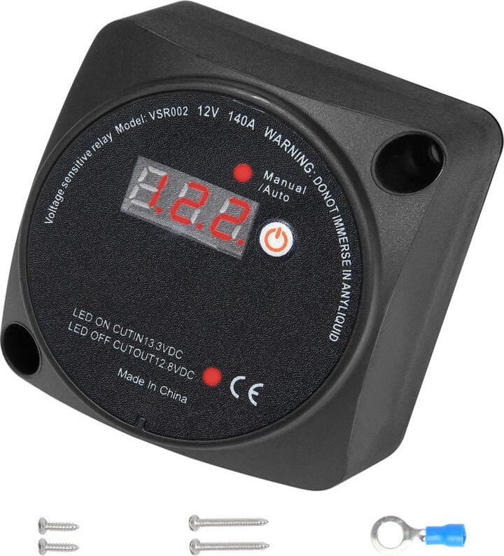Mophorn Dual-Batterie-Isolator-Kit, 12 V, 140 Ampere, manueller und automatischer Modus VSR mit LCD-Bildschirm, Smart fü...