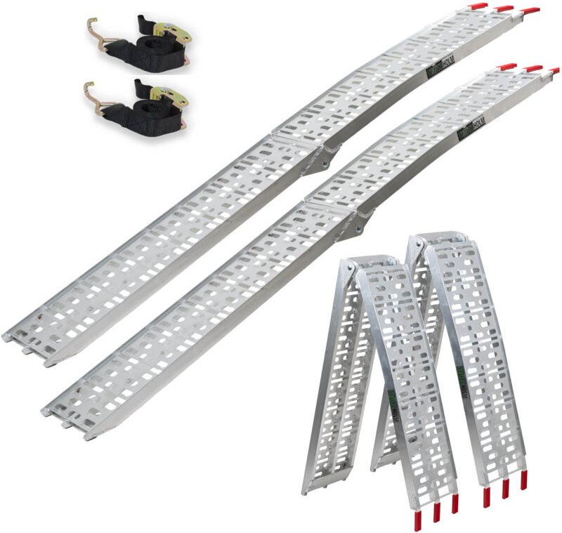 Baumarktplus - trutzholm 2 x Auffahrrampe klappbar 228 cm Traglast 680 kg Alu grau gelocht Rampen Motorradrampen