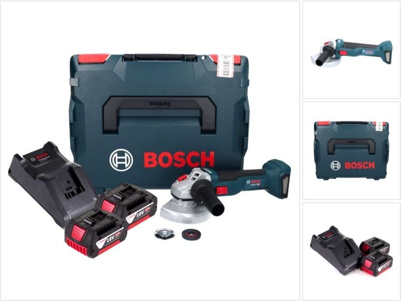 Thumbnail - Bosch GWS 18V-10 Professional Akku Winkelschleifer 18 V 125 mm Brushless + 2x Akku 4,0 Ah + Ladegerät + L-Boxx