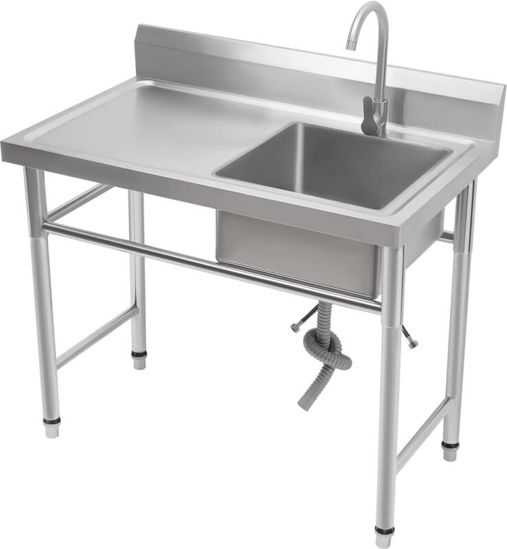 Edelstahl Küchenspüle Spültisch 1 Becken Rechts Gastrospüle Waschtisch Multifunktionswaschtisch Edelstahl Waschtisch Spü...