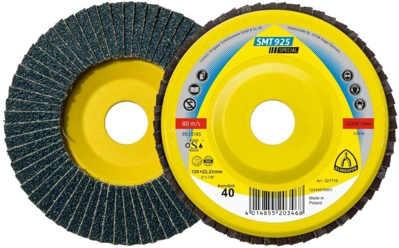 Klingspor SMT 925 Schleifmopteller, 125 x 22,23 mm, Korn 80, gewölbt