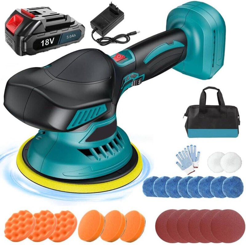 Polisseuse,Tampon de polissage de voiture électrique sans fil 6" de nettoyage de ponçage en bois de cire métallique, ave...