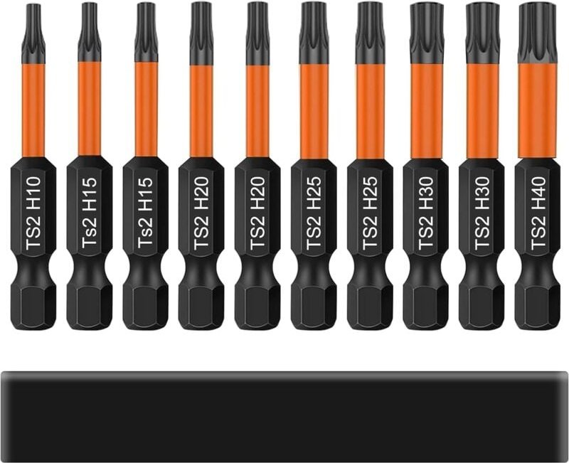 Thumbnail - Torx-Schraubendreher-Bits, 10 Stück Torx-Schraubendreher-Bits, 50 mm lang, 1/4 Zoll Sechskantschaft mit Basisspeicher, T...