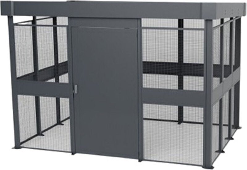 Fahrradunterstand - Startmodul - Sichere Gitterstruktur + 3 Anlehnbügel - Lxhxp: 36500x2530x2650mm - CP/GM/GS/D