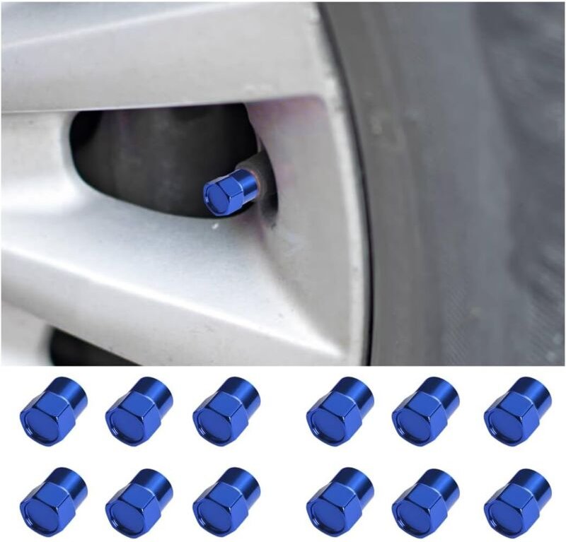 Lntyq 12 Stück Reifenventilkappen, Aluminium-Reifenventilkappen mit Sechskantgelenk, Reifenventilkappen, Auto-Staubkappe...