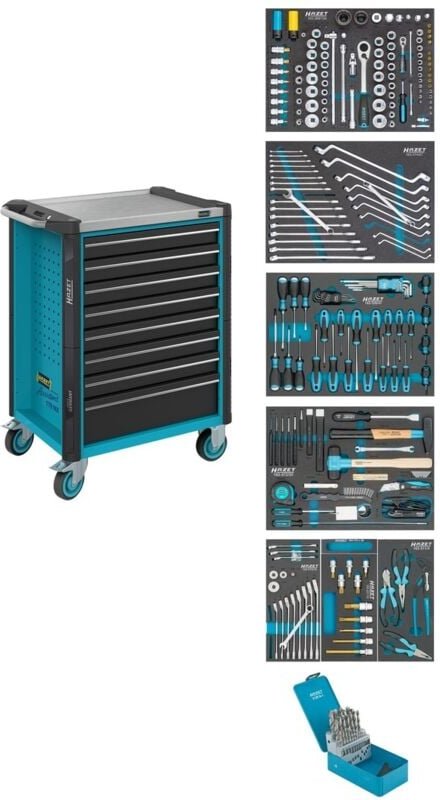 Hazet Werkstattwagen Assistent, Schubladen, flach: 8 x 81 x 522 x 398 mm, Anzahl Werkzeuge: 252, Art.Nr. 179NX-8/252