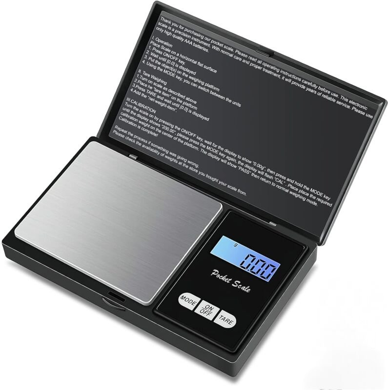 Präzisionswaage 500 g/0,01 g, Taschenwaage mit hintergrundbeleuchtetem LCD-Display (7 Einheiten) – Kleine Schmuckwaage, ...