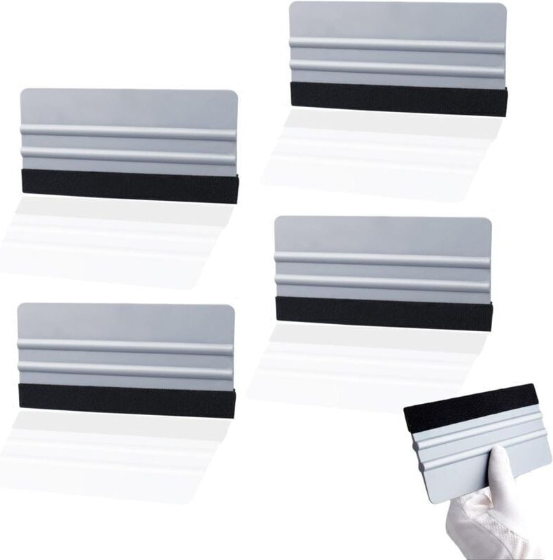 4 Stück Rakel mit Filzkante, großer Kunststoffrakel, hohe Zähigkeit für Aufkleber, Automobilfolien, Fensterfolien, Möbel...