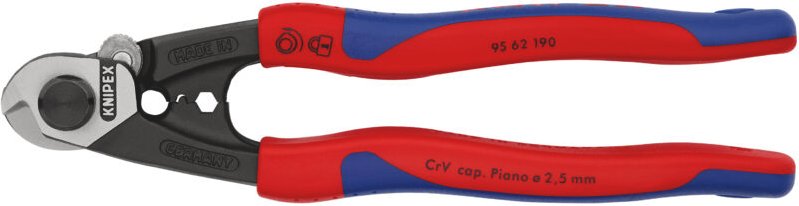Knipex - 95 62 190 Drahtseilschere Geeignet für (Abisoliertechnik) Alu- und Kupferkabel, ein- und meh