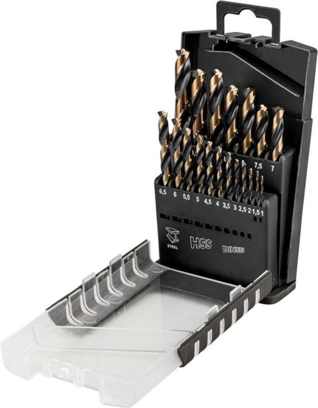 Thumbnail - Graphit - HSS-CNC Pro-Tec Bohrer 1-10mm, 19-tlg. - Präzisionsbohrer-Set