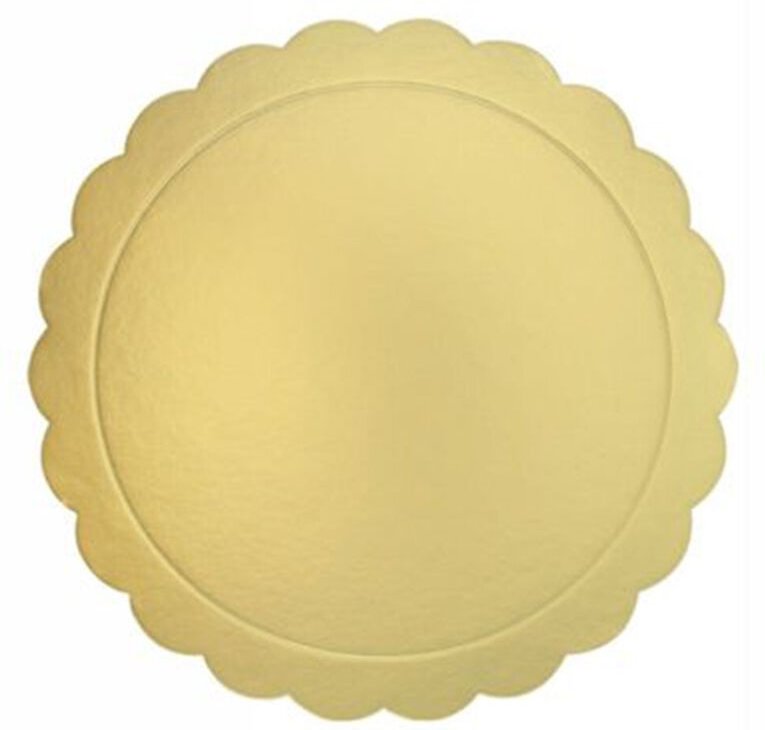 Trade Shop Traesio - Trade Shop - 2er Set runde Tortenböden, goldene Tortenplatte 34 cm mit Rand 31166 -