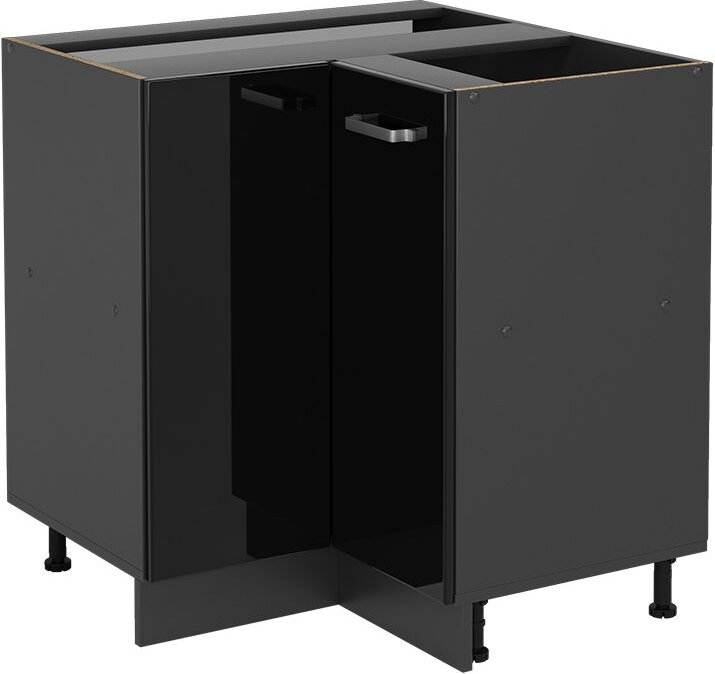 Vicco - Eckunterschrank R-Line, Schwarz Hochglanz, 75.6 cm ohne Arbeitsplatte