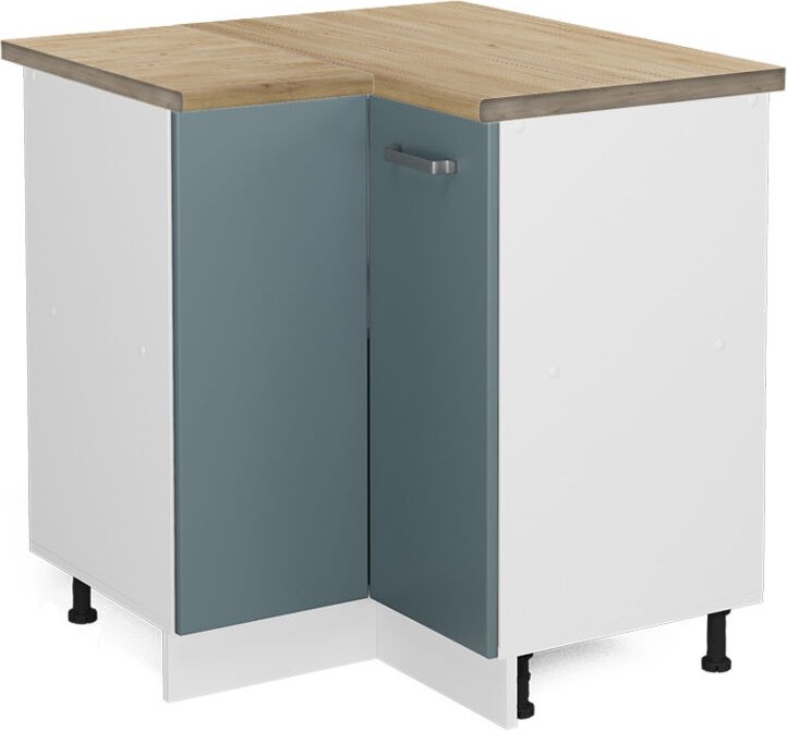 Vicco - Eckunterschrank R-Line, Blau-Grau, 75.6 cm, ap Eiche