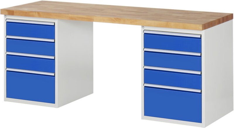 Werkbank 7510A3, B2000xT700xH890mm, 8x Schublade-TA - RAU