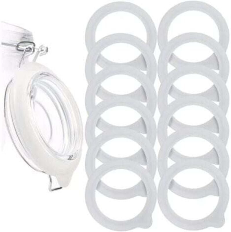 12 Stück Ersatz-Silikon-Glasdichtungen, luftdichte Silikondichtungen, Dichtungsringe für Einmachglas-Deckel, normale Glä...