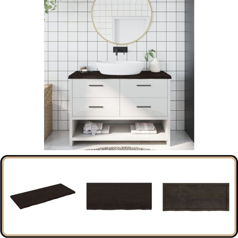 Waschtischplatte Dunkelbraun 120x50x(2-4)cm Massivholz - Eichenholz Platte - Holz Waschttischplatte - Waschbeckenunterrf...