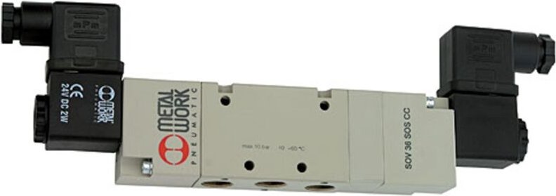 5/3-Wegeventil, elektropneu., Mitte entlüft., g 1/8, 24 v dc - Riegler